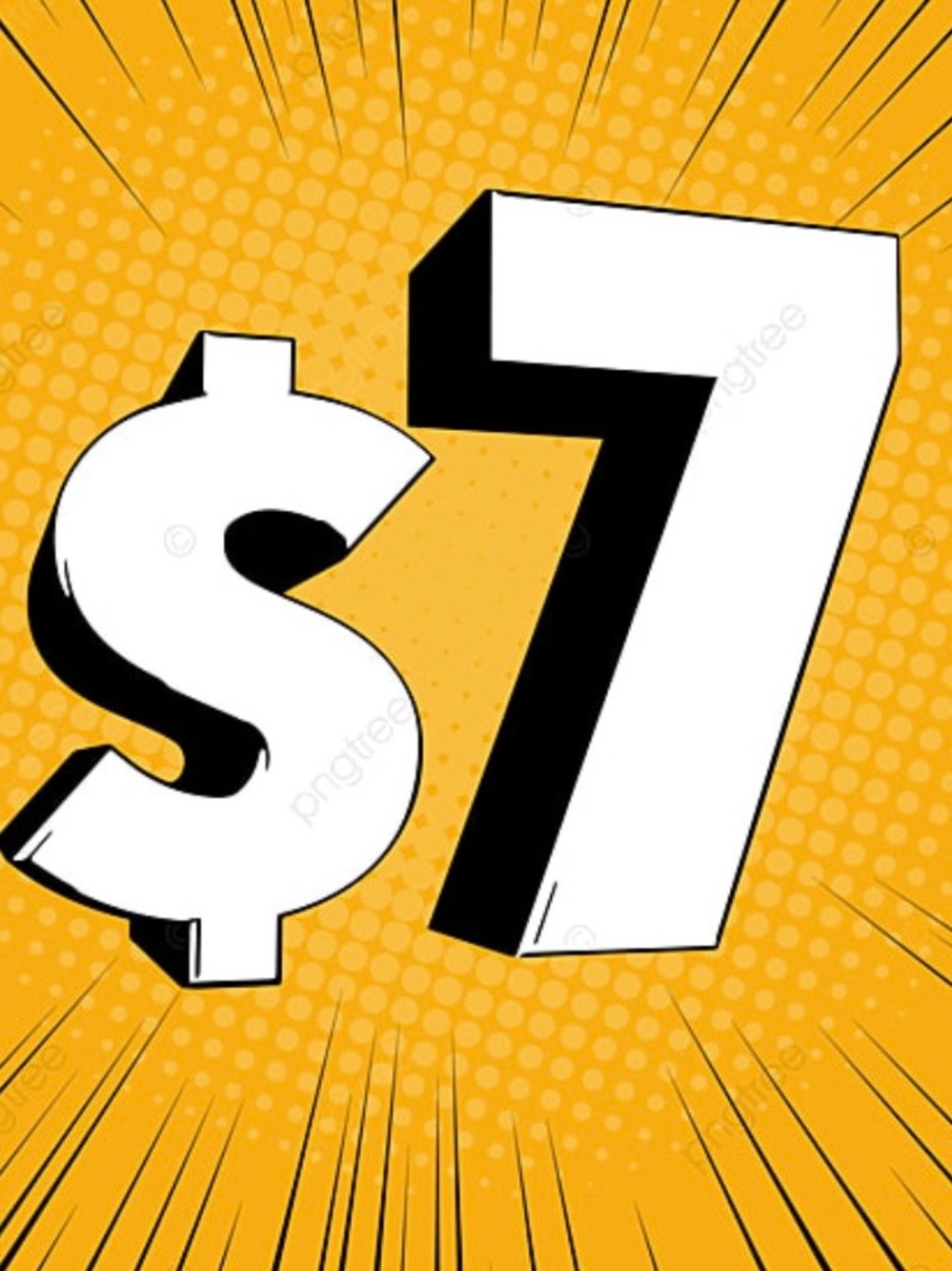 $7 Promotional Graphic Print - Yellow Pop Art Design